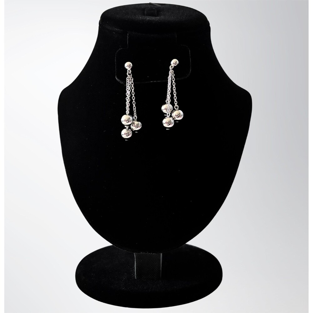 Vintage Silvery Cluster Dangle Sphere Earrings | Avon 1990 - NIB